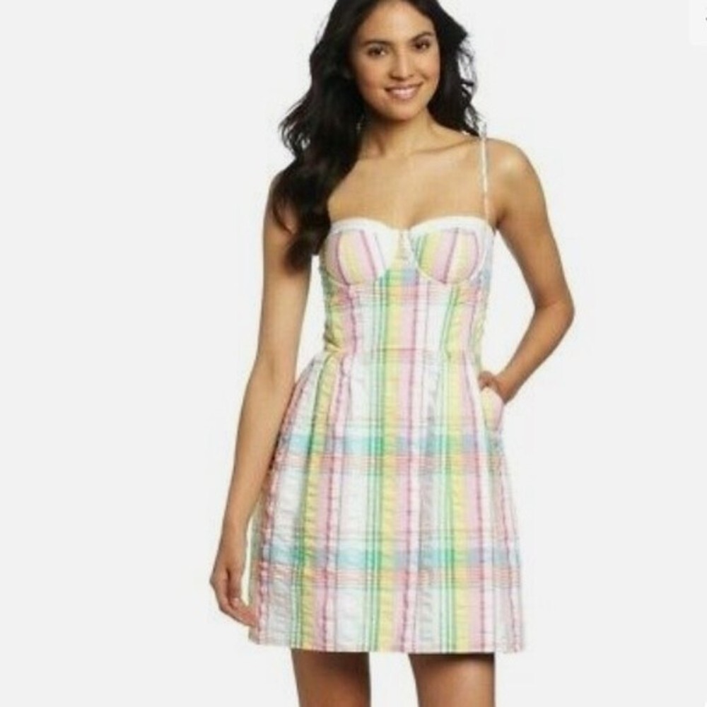Lilly Pulitzer Georgie Dress in Pastel Seersucker Plaid size 4